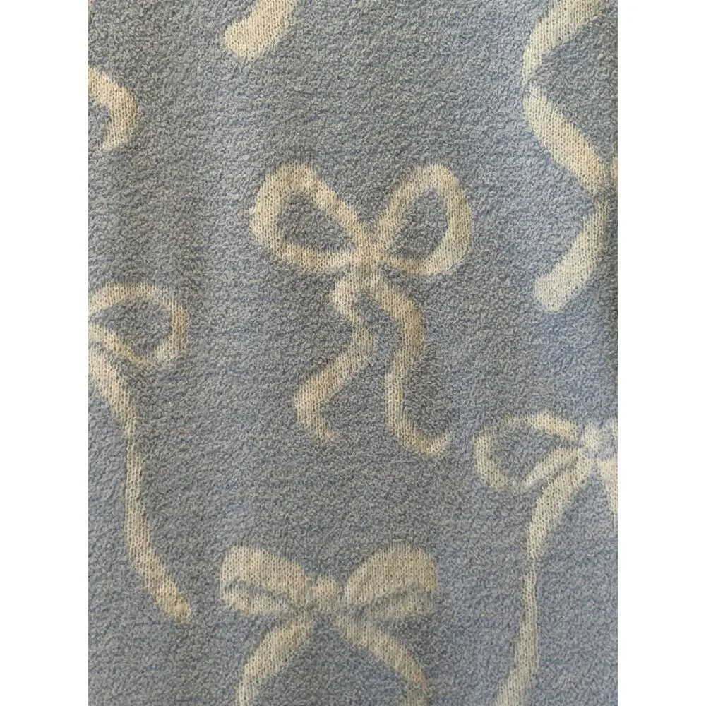 Cupcakes and Cashmere Blue Bow Throw Blanket 50x70 Soft Plush Cozy Polyester